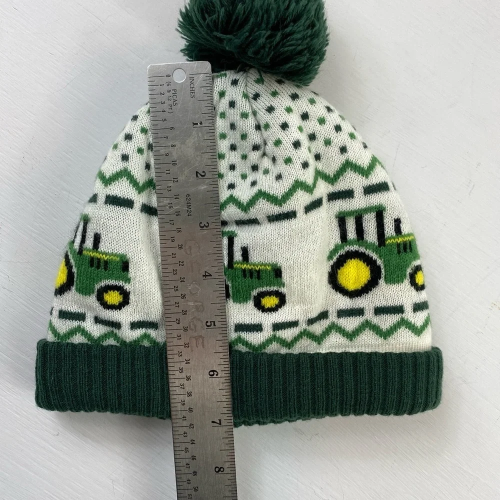 John‎ Deere Tractor Green / White Toddler Winter Beanie Hat Cap Sherpa Liner OS